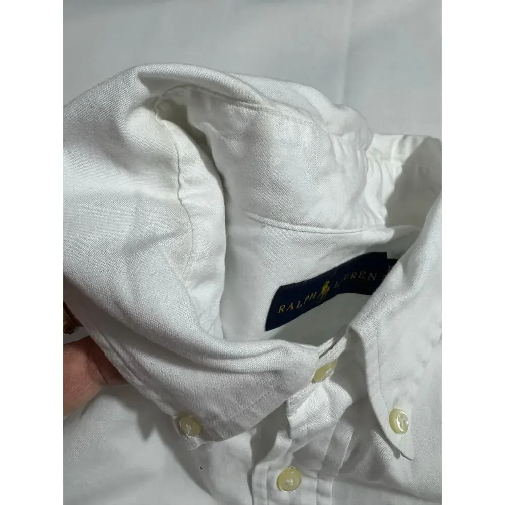 Polo Ralph Lauren Shirt Men 17/43 white button down shirt blue pony